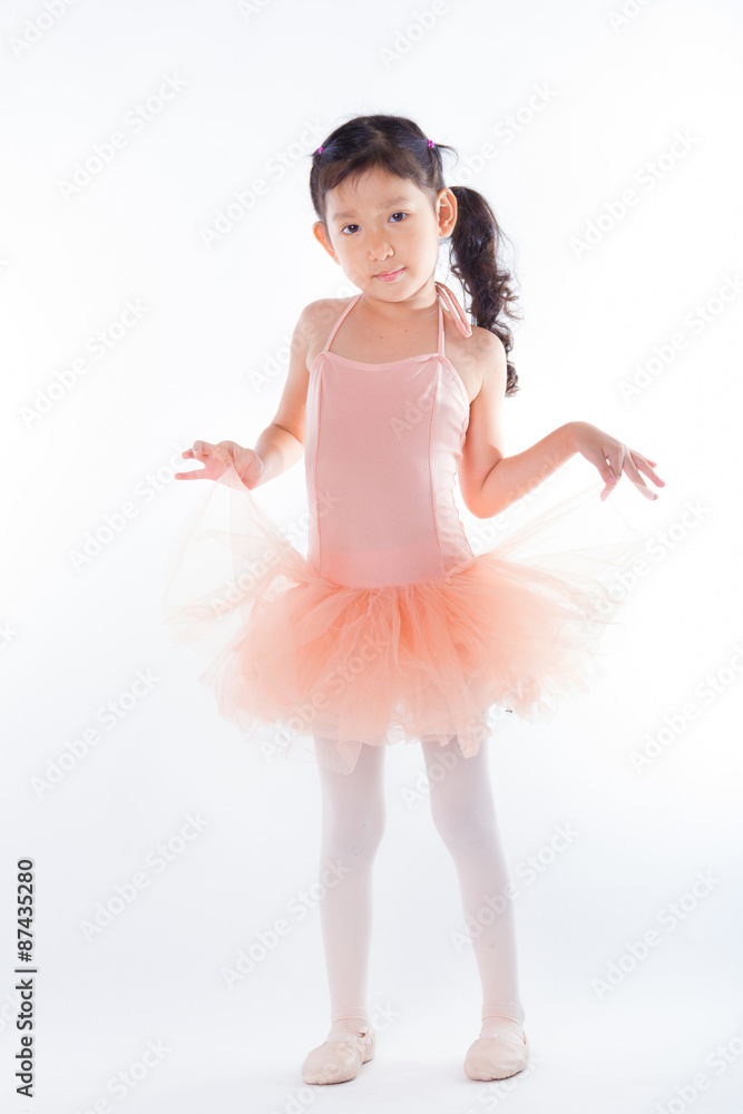 A little ballerina in the studio. On White Background A little ballerina in the studio. On White Background
