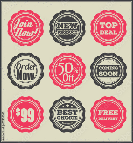 Set of retro badges. Sales, retail, discount.