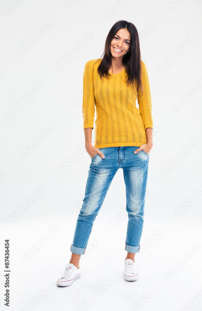 Full length portrait of a cheerful casual woman Full length portrait of a cheerful casual woman