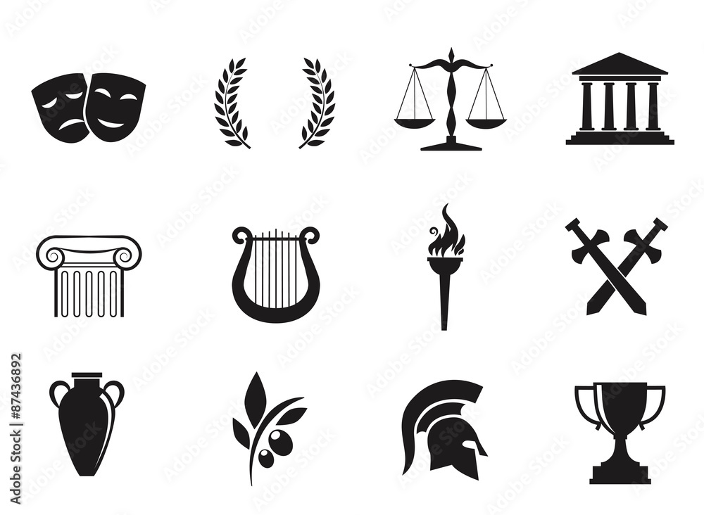 Vecteur Stock Ancient Greek Vector Icon Set Adobe Stock vecteur-stock-ancient-greek-vector-icon-set-adobe-stock