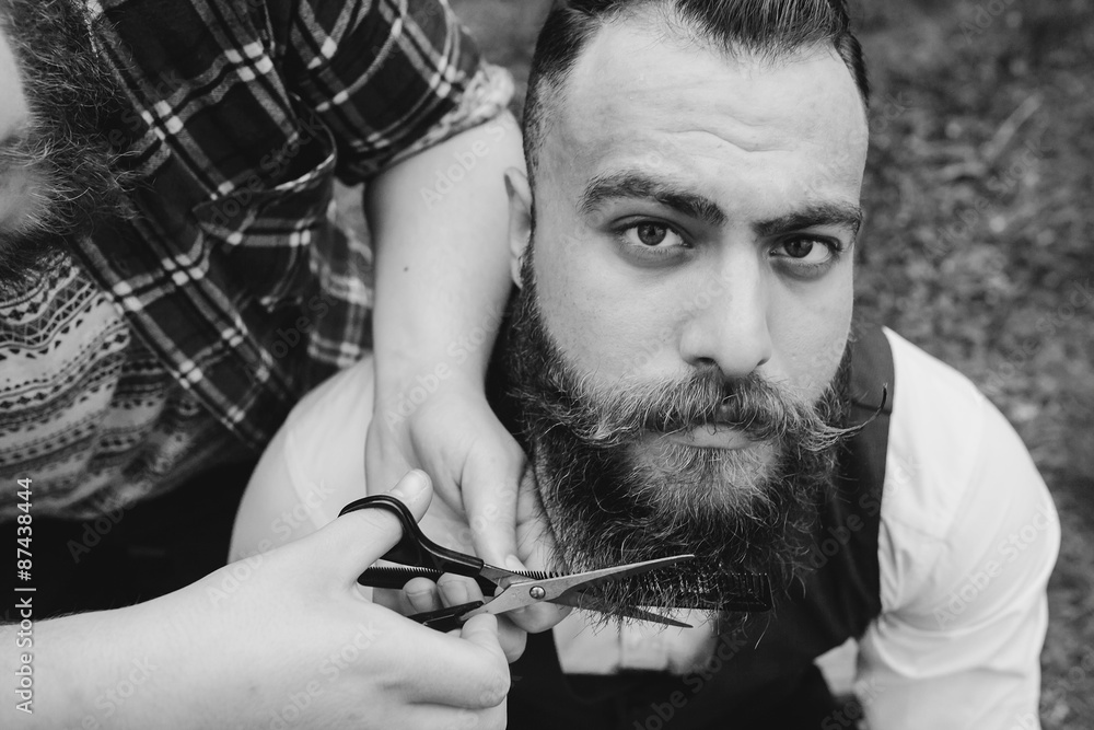 Wunschmotiv: two bearded men shave #87438444