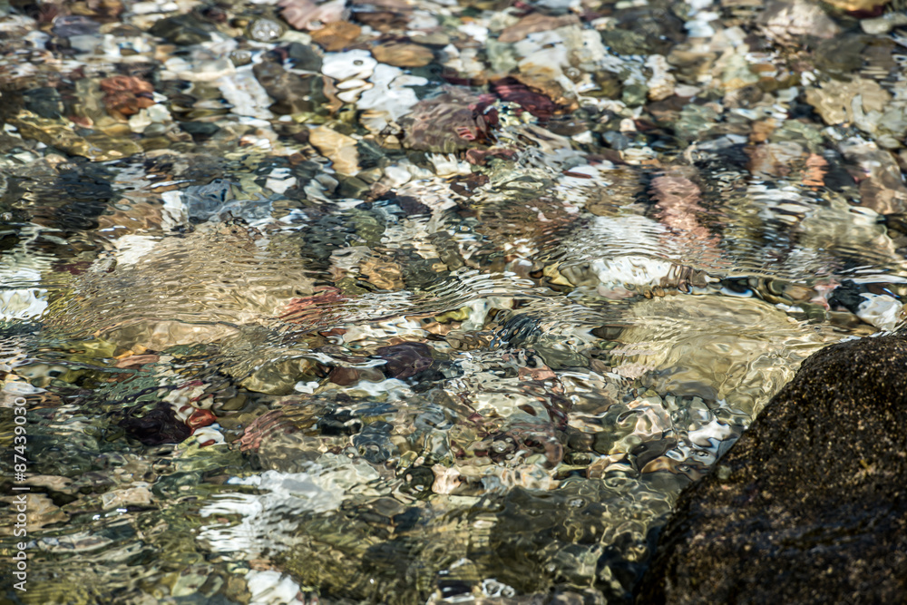 Water Surface.Colored stones under the water. Water Surface.Colored stones under the water.