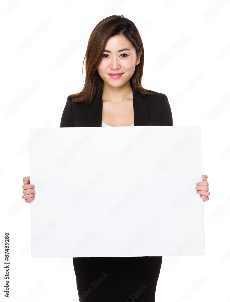 Asain businesswoman show with the blank placard Asain businesswoman show with the blank placard