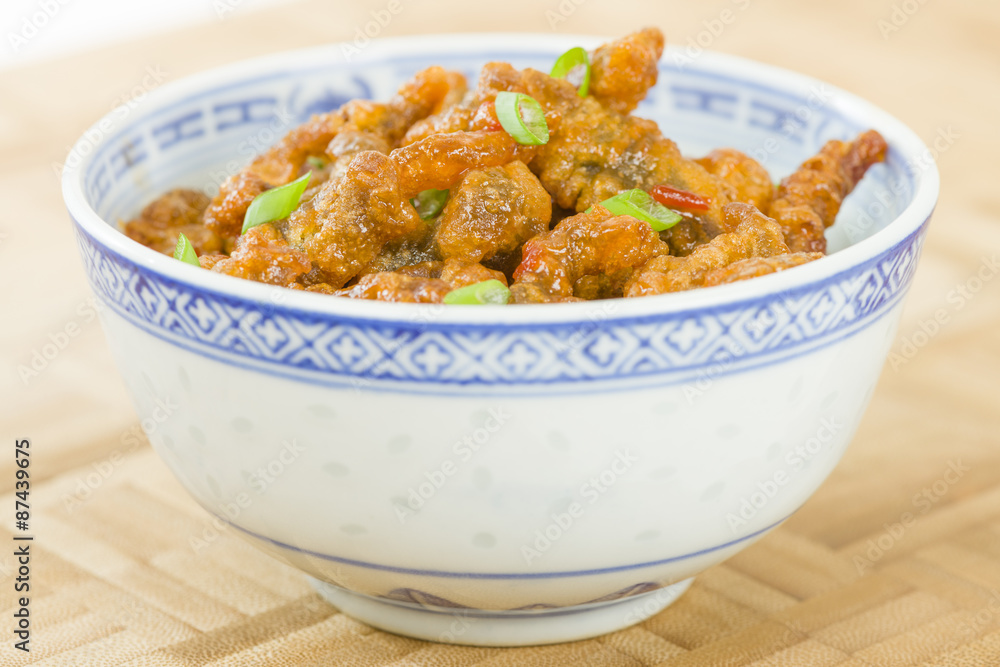 Crispy Beef - Oriental battered and deep-fried beef with sweet chilli sauce. Crispy Beef - Oriental battered and deep-fried beef with sweet chilli sauce.