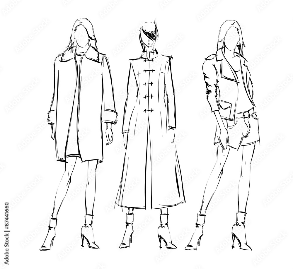 Fototapeta premium SKETCH. fashion girls