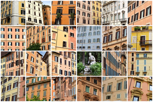 Façades d'immeubles colorées à Rome