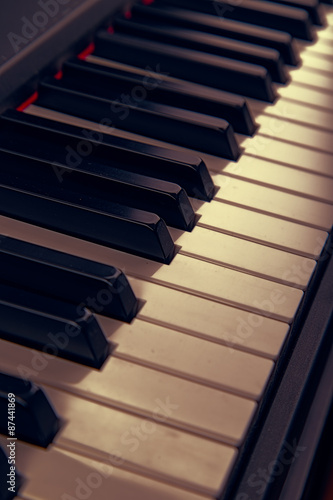 Electric piano keyboards  close-up.