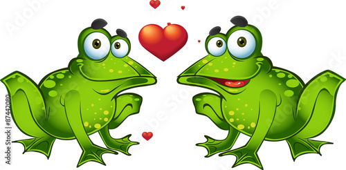Green frogs in love