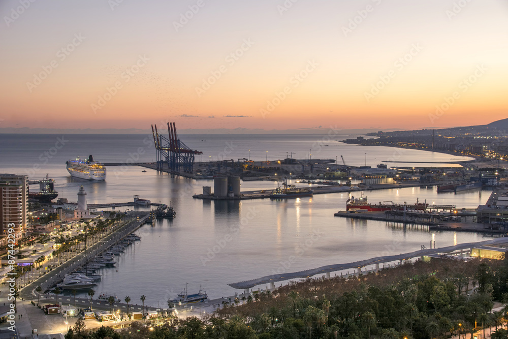 Malaga Port From Gibralfaro