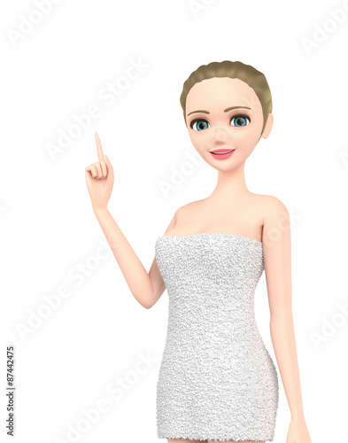 3D illustration character - Beautiful woman skin care image