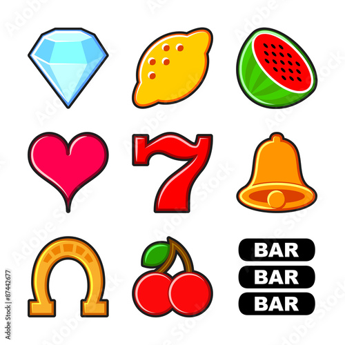Slot machine icons set