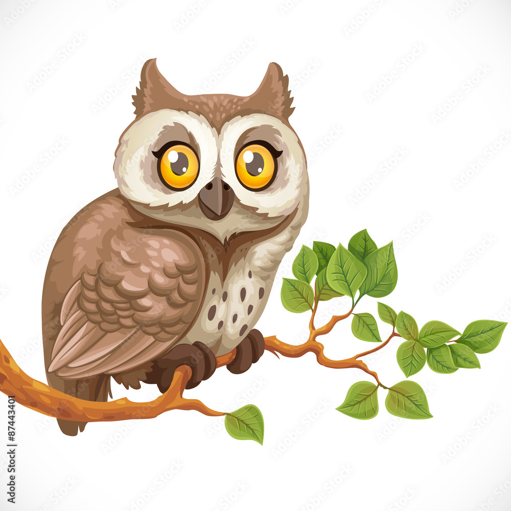 Fototapeta premium Cute owl sitting on a branch