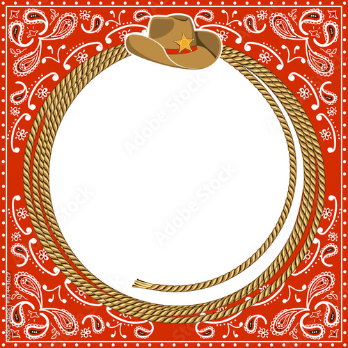 Cowboy card background with hat and rope