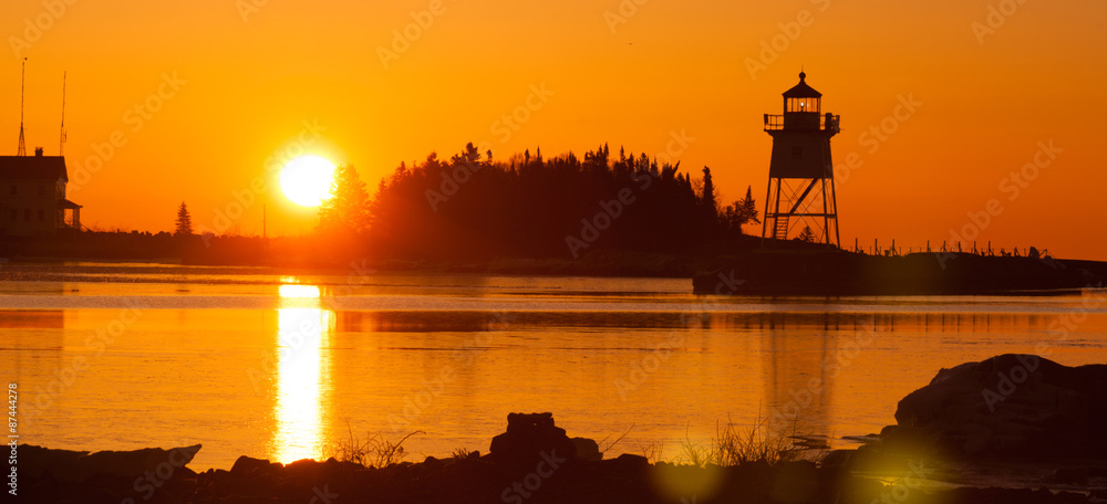 Morning Light Harbor Grand Marais Lighthouse Lake Superior Minne Morning Light Harbor Grand Marais Lighthouse Lake Superior Minne
