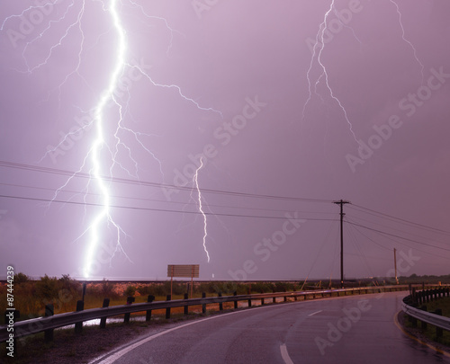 Huge Lightning Bolt Strike Storm Chaser Gulf of Mexico