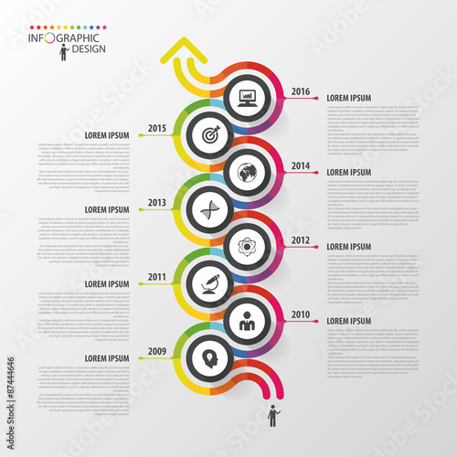 Timeline infographics template. Colorful modern design. Vector illustration