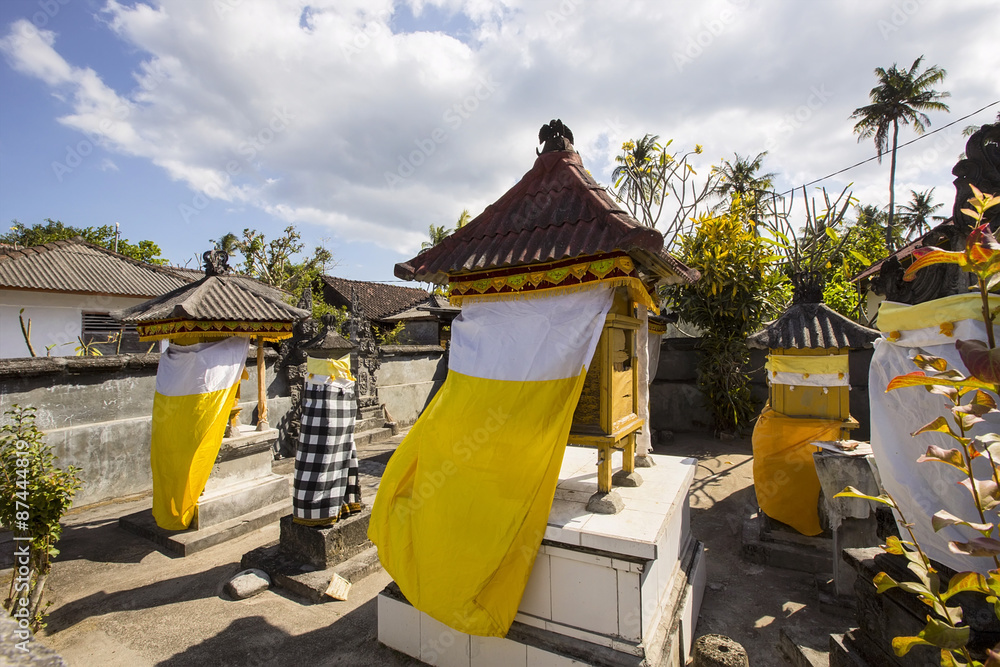 decorated shrine, the biggest Hindu festival Galungan, Nusa Penida in Indonesia