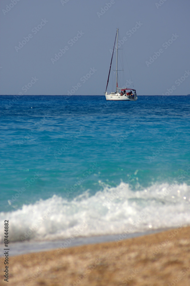 Yacht on blue sea Yacht on blue sea