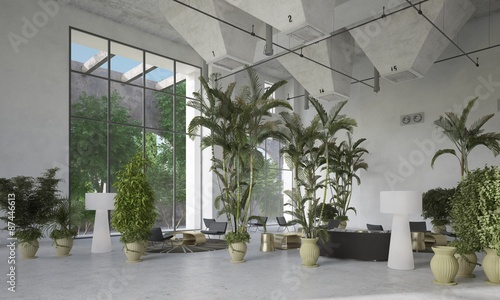 Fotografie Large double volume living room atrium