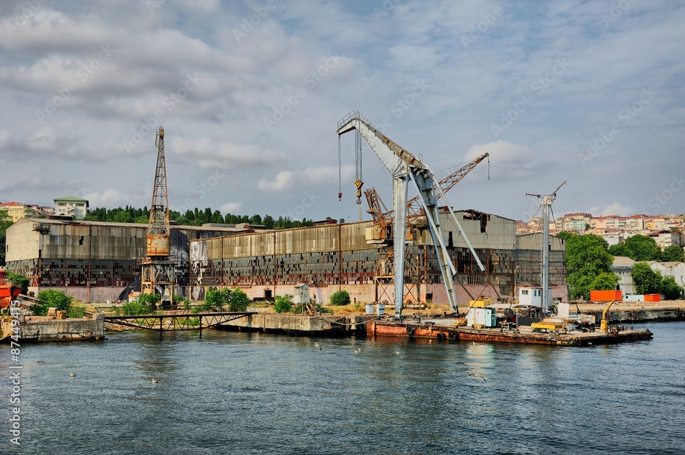 Old and abandoned shipyard in Istanbul Taskizak Kasimpasa