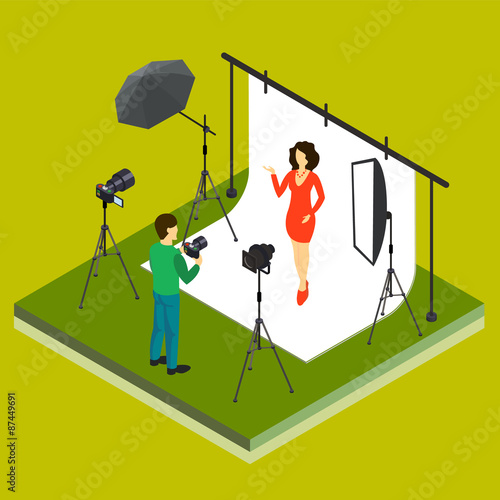 Photographer Shooting Model in Studio 