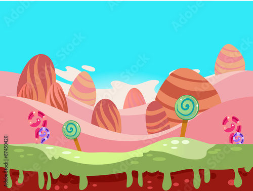 Vector illustration of fantasy sweet food land