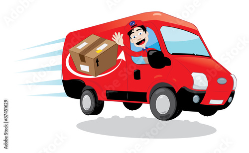 Courier driving a delivery van