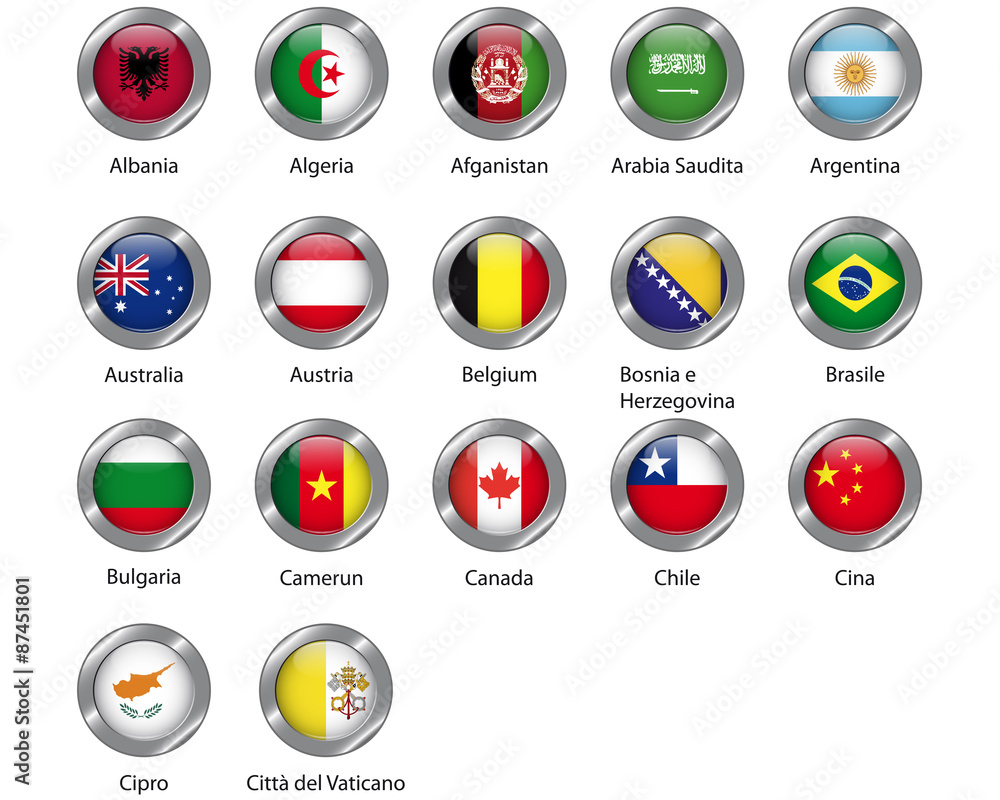 International flag/buttons in alphabetic order 1 International flag/buttons in alphabetic order 1