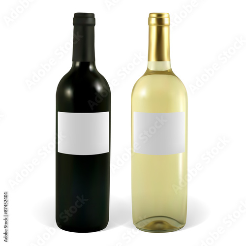 Set of vector wine bottles. Illustration contains gradient meshes.
