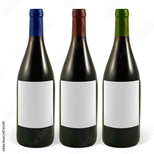 Set realistic bottles of red wine.  Illustration contains gradient meshes.