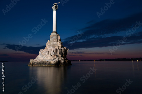 Monument to the Scuttled Warships in Sevastopol at night, Crimea