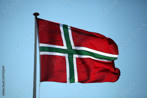 The flag of Bornholm - Danish island in the Baltic Sea