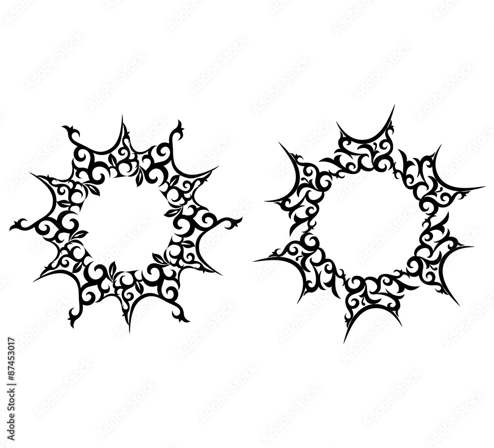 Abstract sun, flower tattoo, vector Abstract sun, flower tattoo, vector