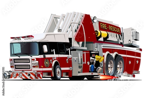 Vector Cartoon Fire Truck