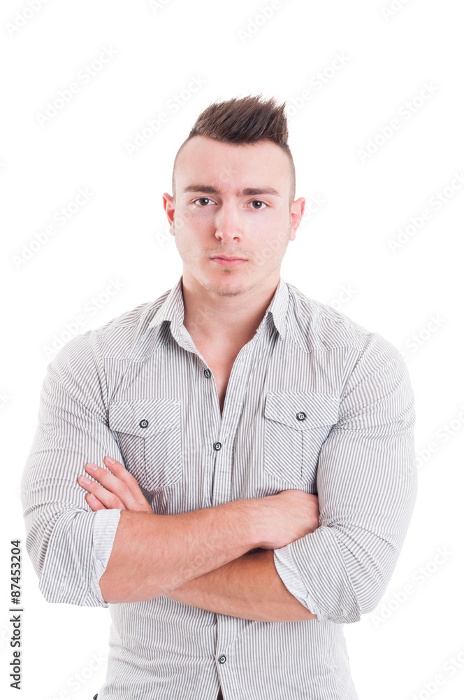 Strong and confident man model posing with arms crossed Strong and confident man model posing with arms crossed