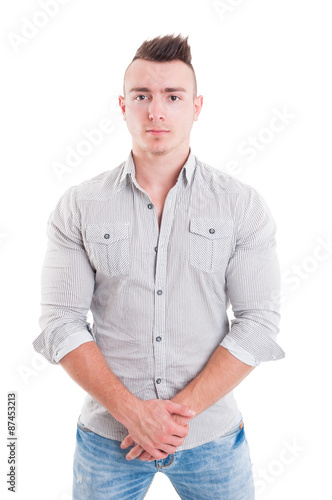 Strong male model posing on white background © Catalin Pop