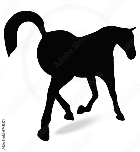 horse silhouette in prancing walk pose