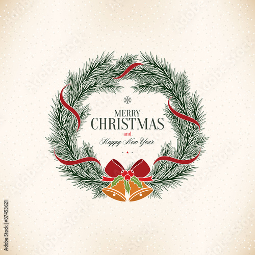 Christmas and New Year. Vector greeting card