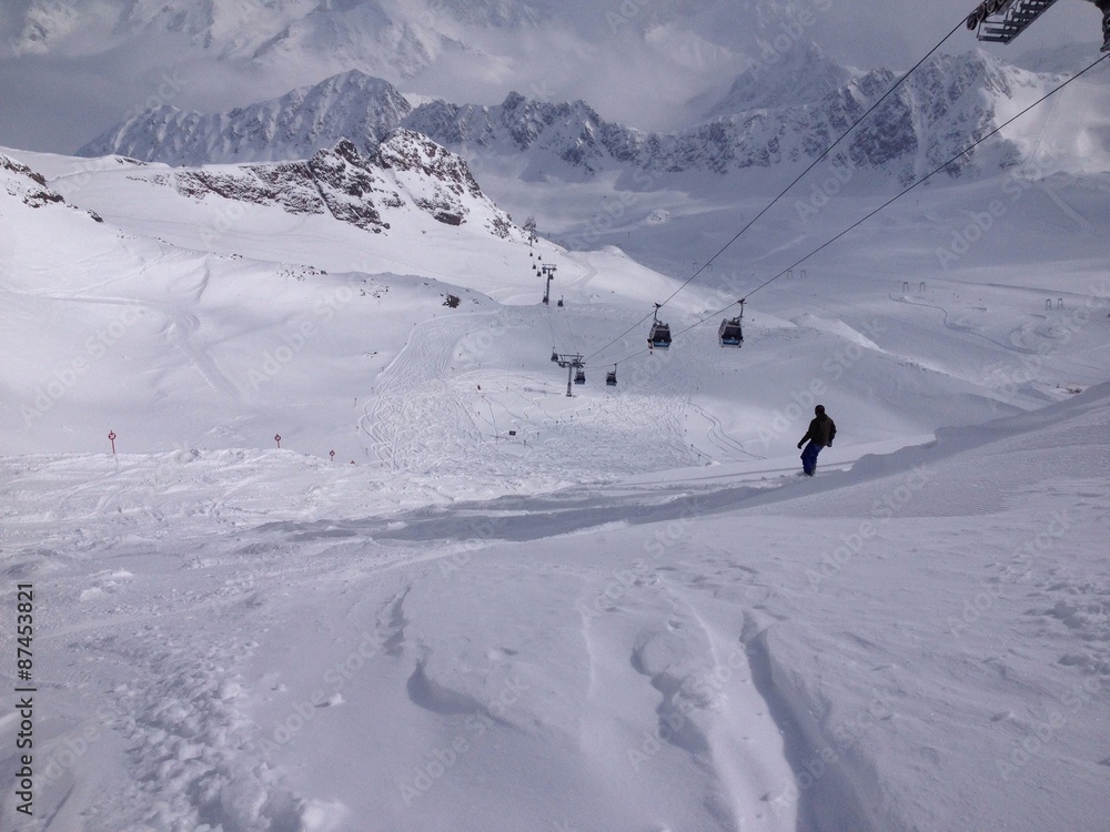 Snowboarden in den Alpen