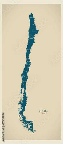Modern Map - Chile with regions CL