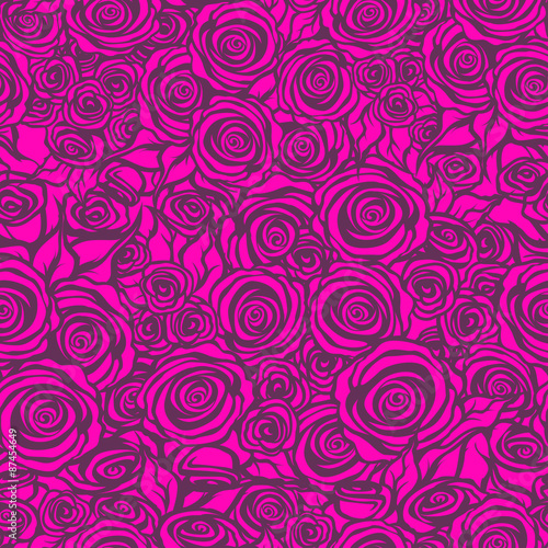seamless pattern with large and small flowers roses