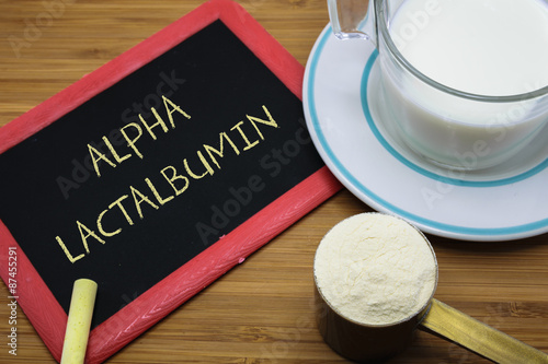 Concept of Alpha-Lactalbumin from milk photo