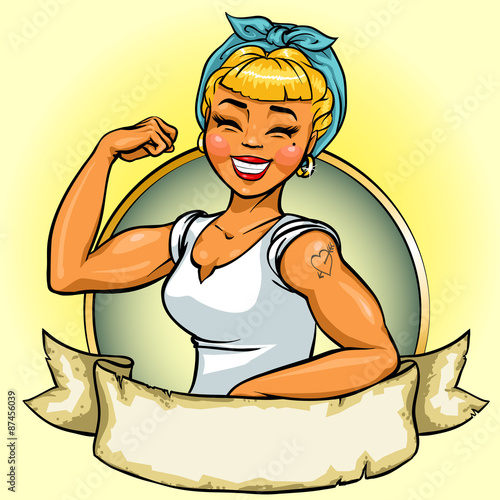 Retro Girl logo design, Vector Pin Up  Illustration  photo