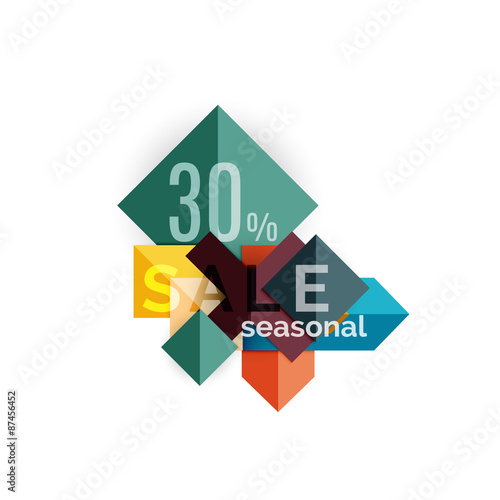 Sale geometric shapes banner with text