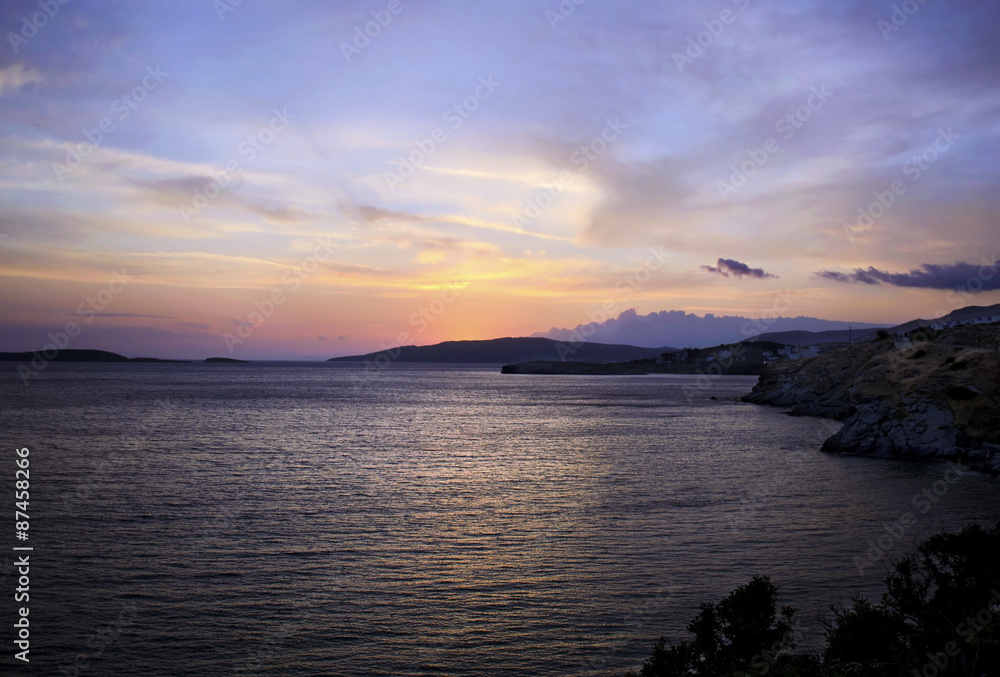 sunset in Aegean sea Greece