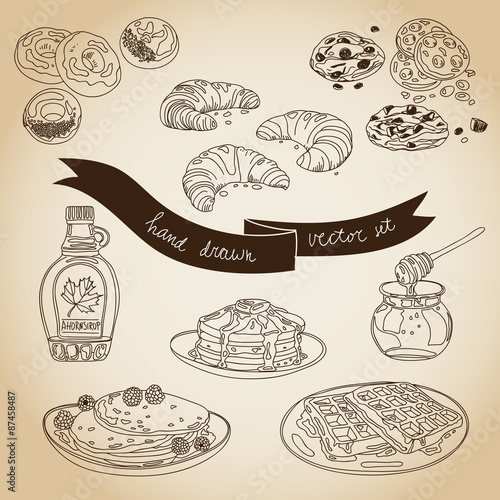 Vector collection of pie, cakes and sweets icons.