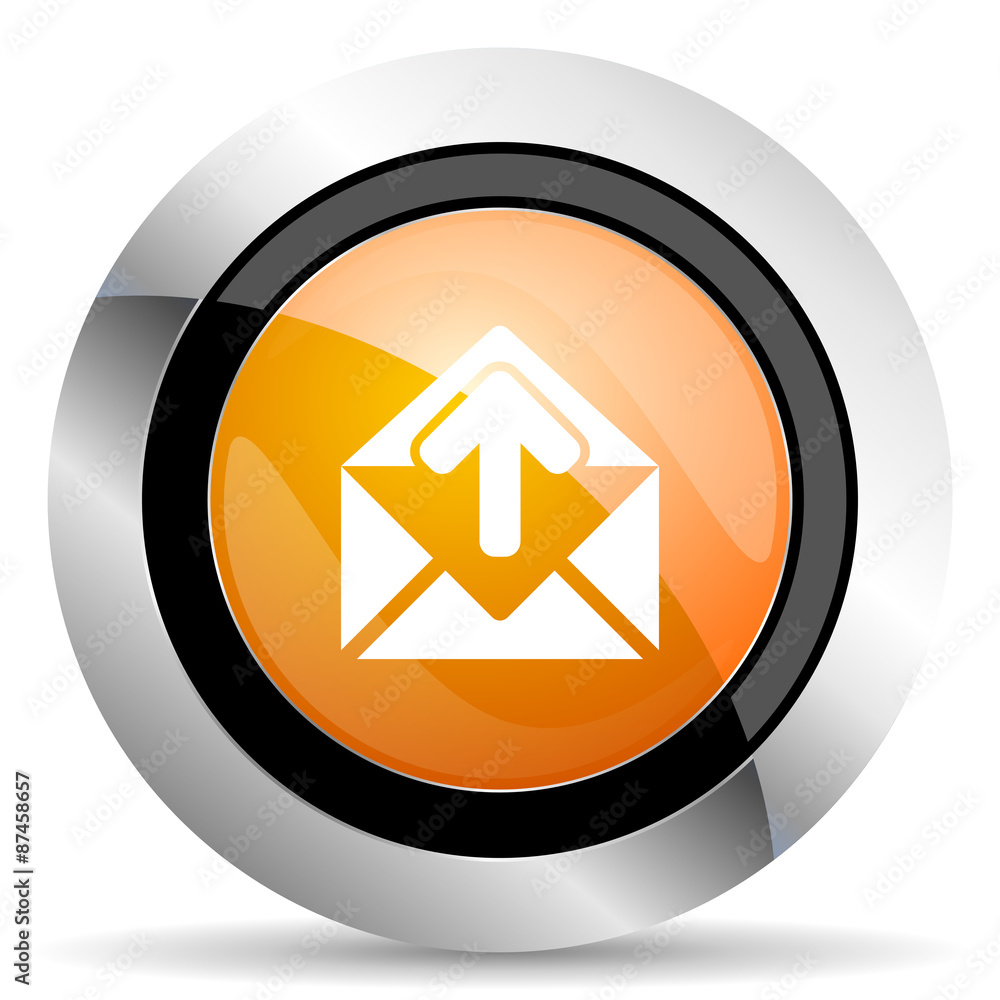 email orange icon post message sign