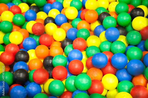 Colorful plastic balls on children's playground