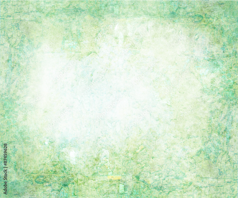 abstract green background or Christmas background with bright center spotlight and black vignette border frame with vintage grunge background texture green paper layout design colorful graphic art