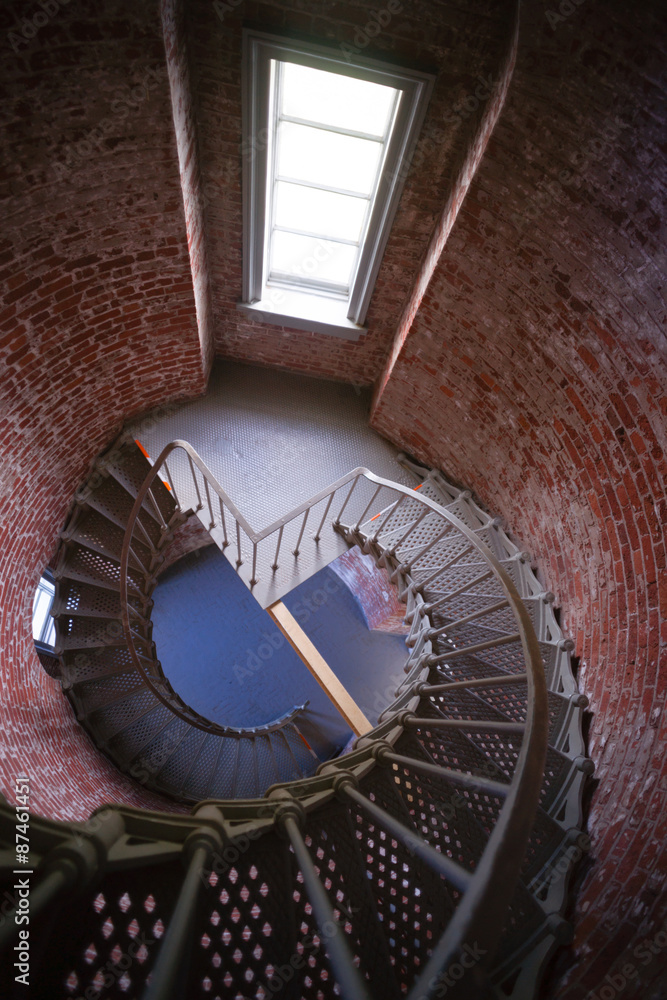 Obraz premium Spiral Staircase Metal Brick Architecture Historic Building Inte